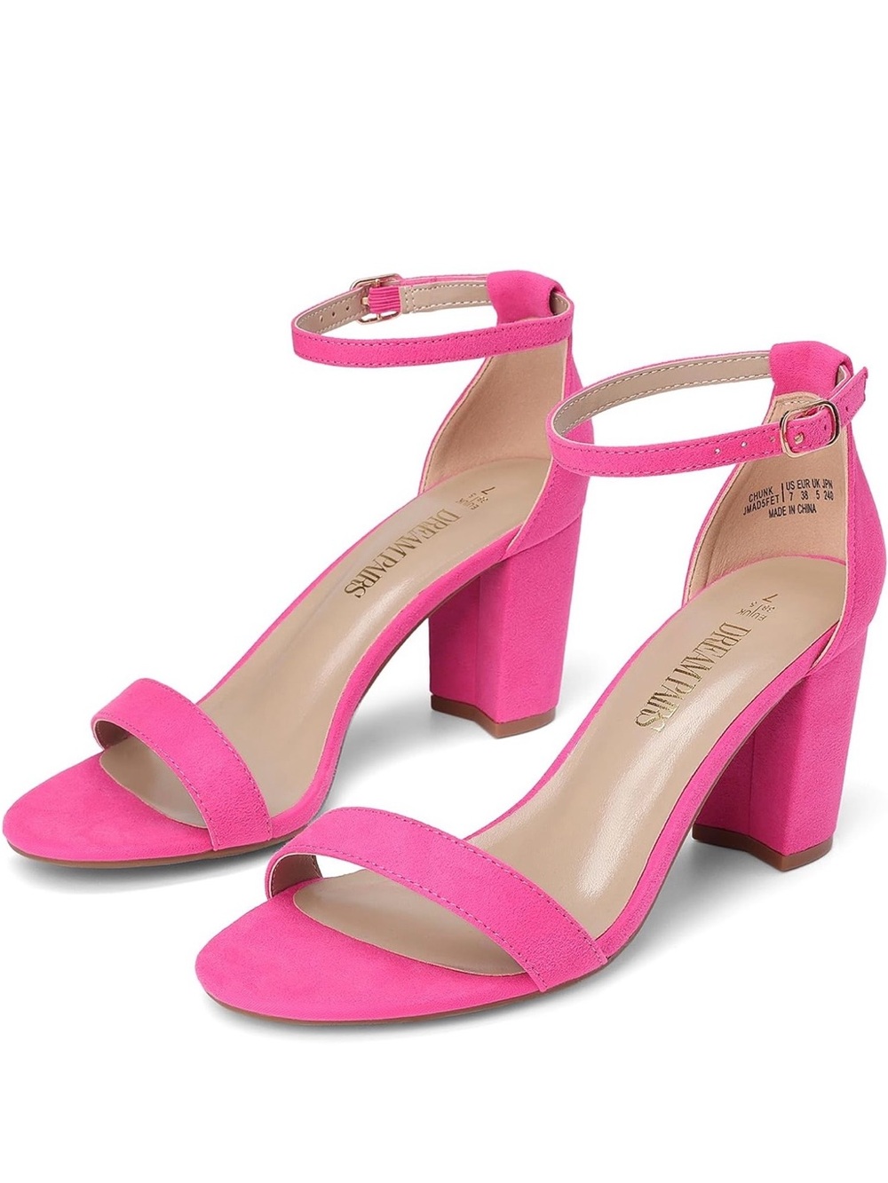 DREAM PAIRS Hi Chunk Fuchsia Suede Women's Comfort Block Heel Sandals size 8.5